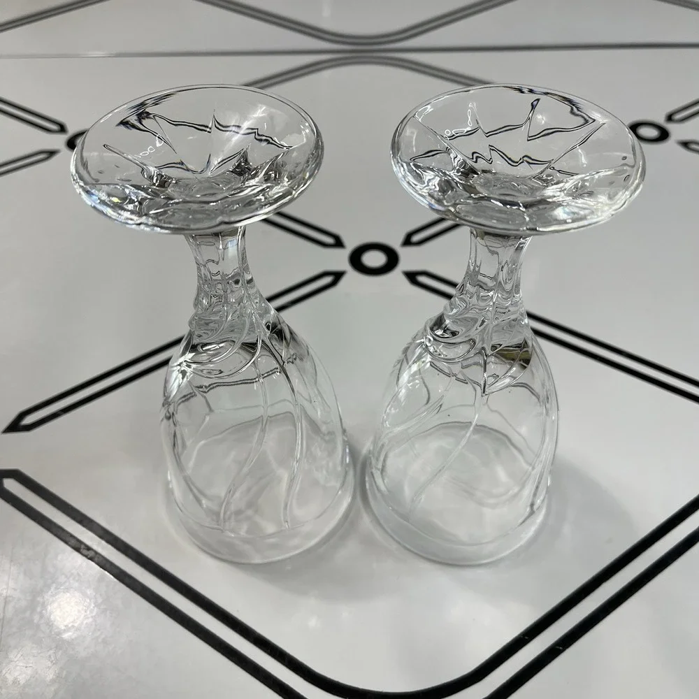 Noritake SWEET SWIRL Clear Wine Glasses / Goblets 6 3/4